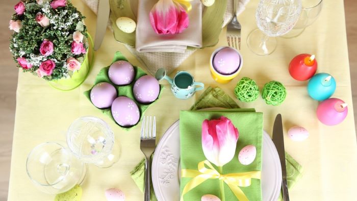 easter table decoration ideas with houseplants